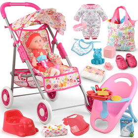 YIYBM packaging display for the baby doll stroller set.