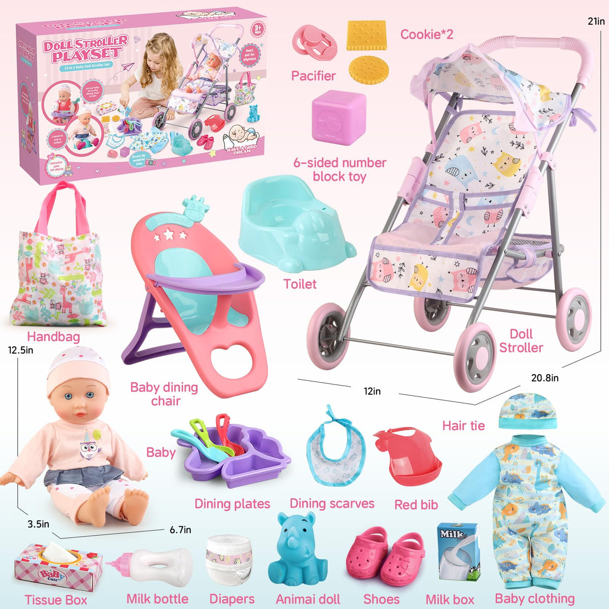 YIYBM doll dining chair set for pretend meals and seating