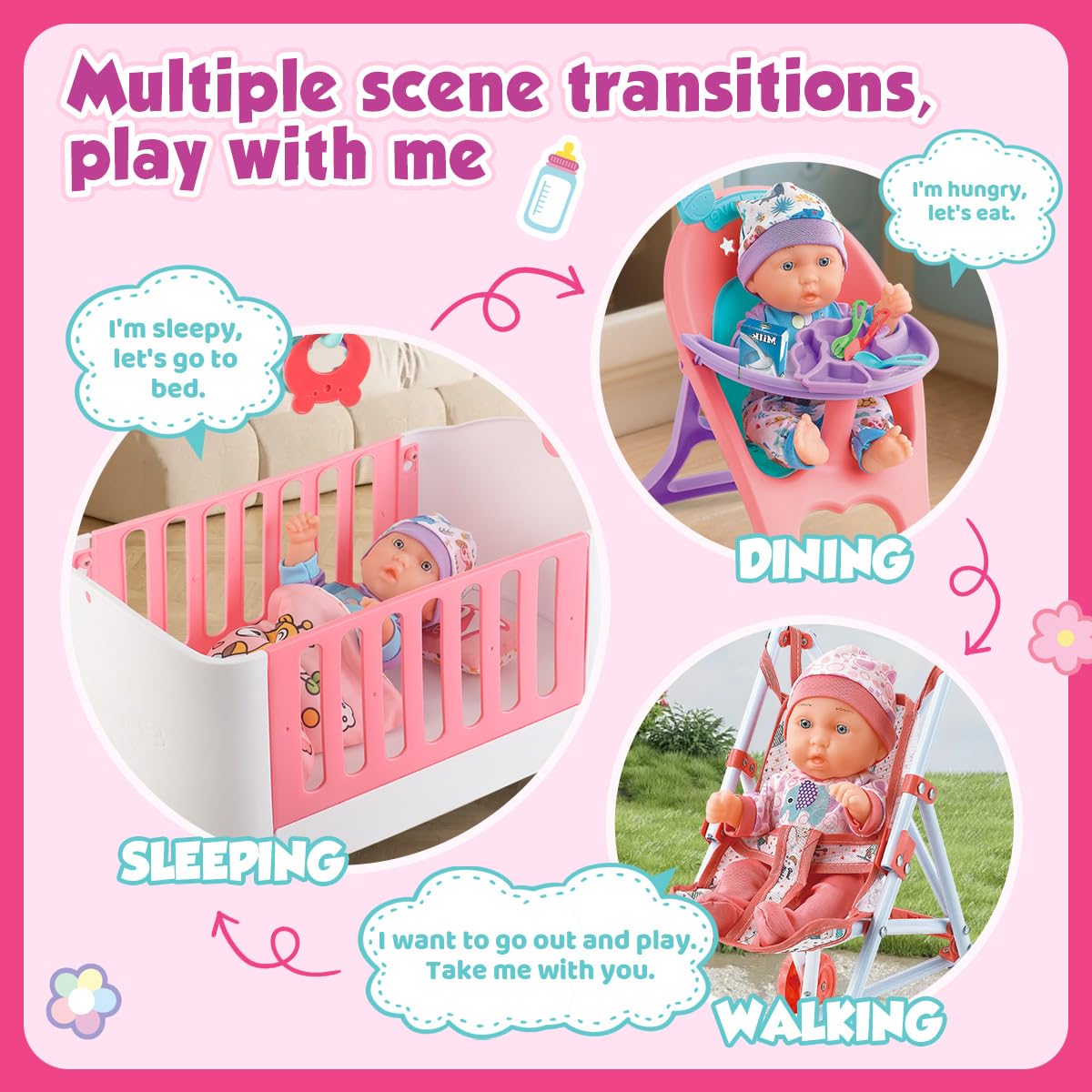YIYBM 24 piece doll accessories pack enriches imaginative play.