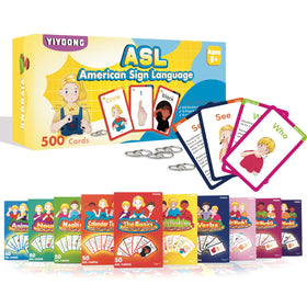 YIYDONG ASL flash cards contents front for quick reference and independent study