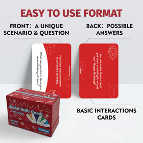 YiYDONG social skills cards back showing suggested answers for guided learning.