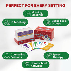 YiYDONG social skills cards with real-life scenario prompts for classroom discussions.