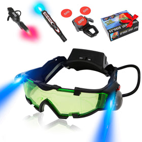 YIYIOOTH Kids Night Vision Goggles Spy Kit view showing goggles and flip out light for night play