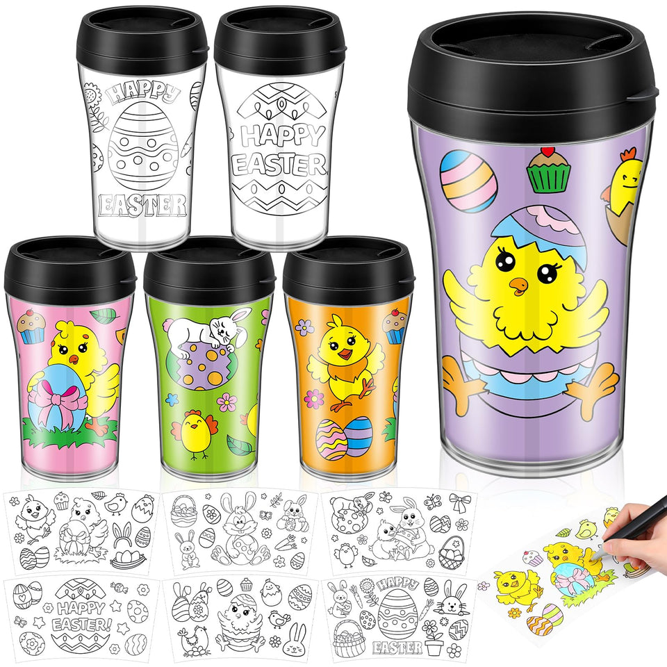 Yiyiring Easter DIY cups 12-pack for festive party favors and coloring fun