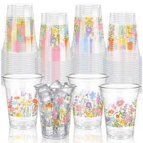 Yiyiring wildflower cups in multicolor patterns, perfect for spring parties and easy cleanup