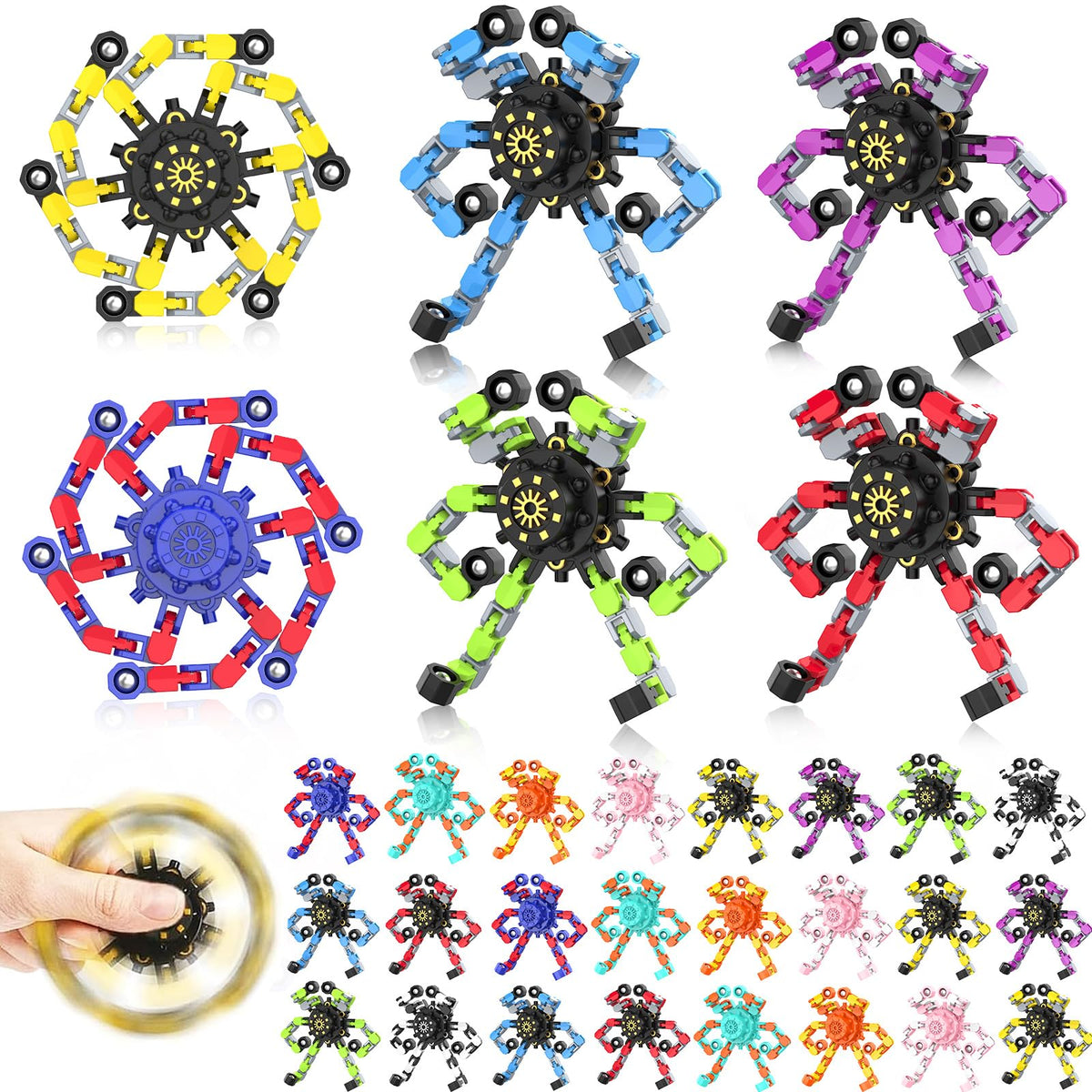 YIZER transformable fidget spinner in Easter basket, a playful party favor for kids.