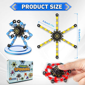 YIZER transformable spinner six-chain close-up showing extended spin time and smooth rotation.
