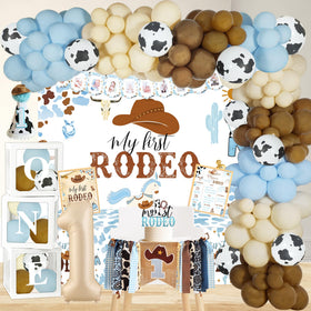 YJDFWAUT Cowboy balloon arch enhances first rodeo party decor and photo backdrop.