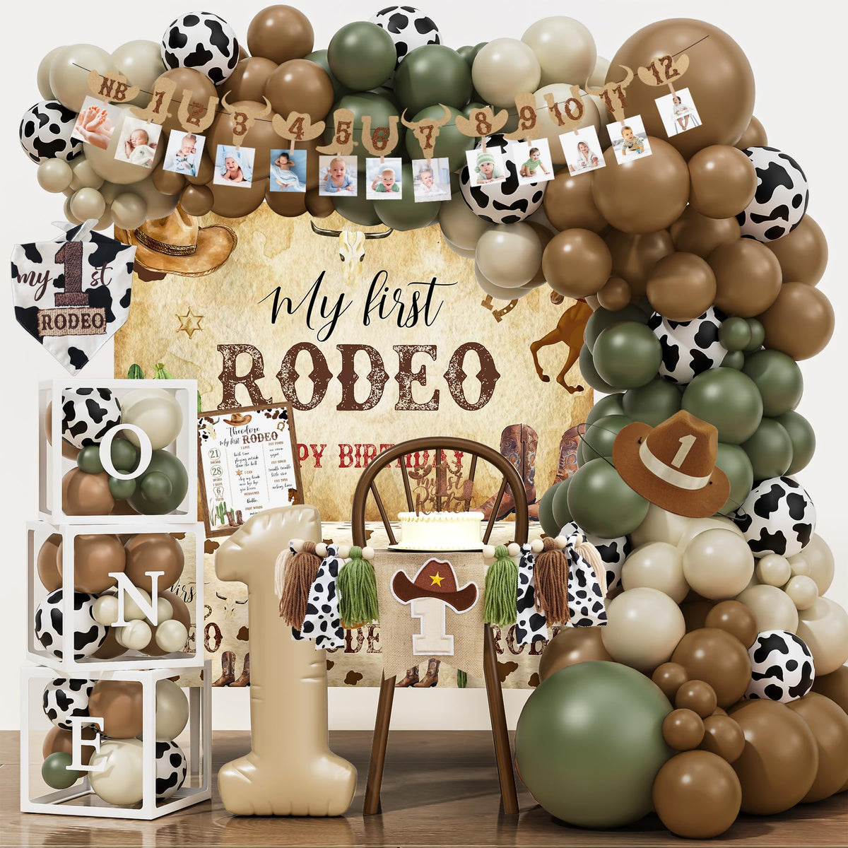YJDFWAUT Western Cowboy 1st Birthday backdrop for memorable photos