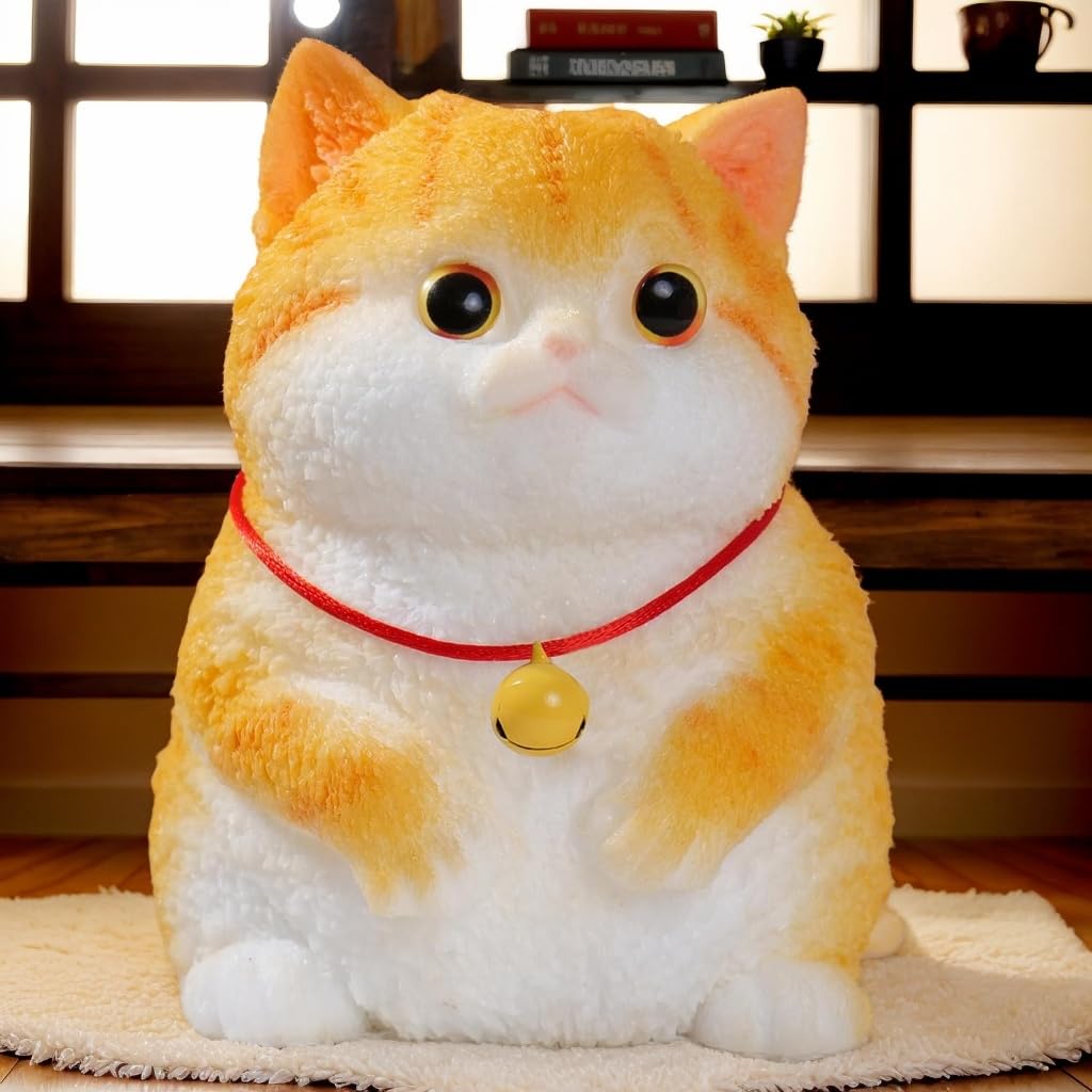 YJPPDD Big Taba squishy cat front view in orange for playful decor