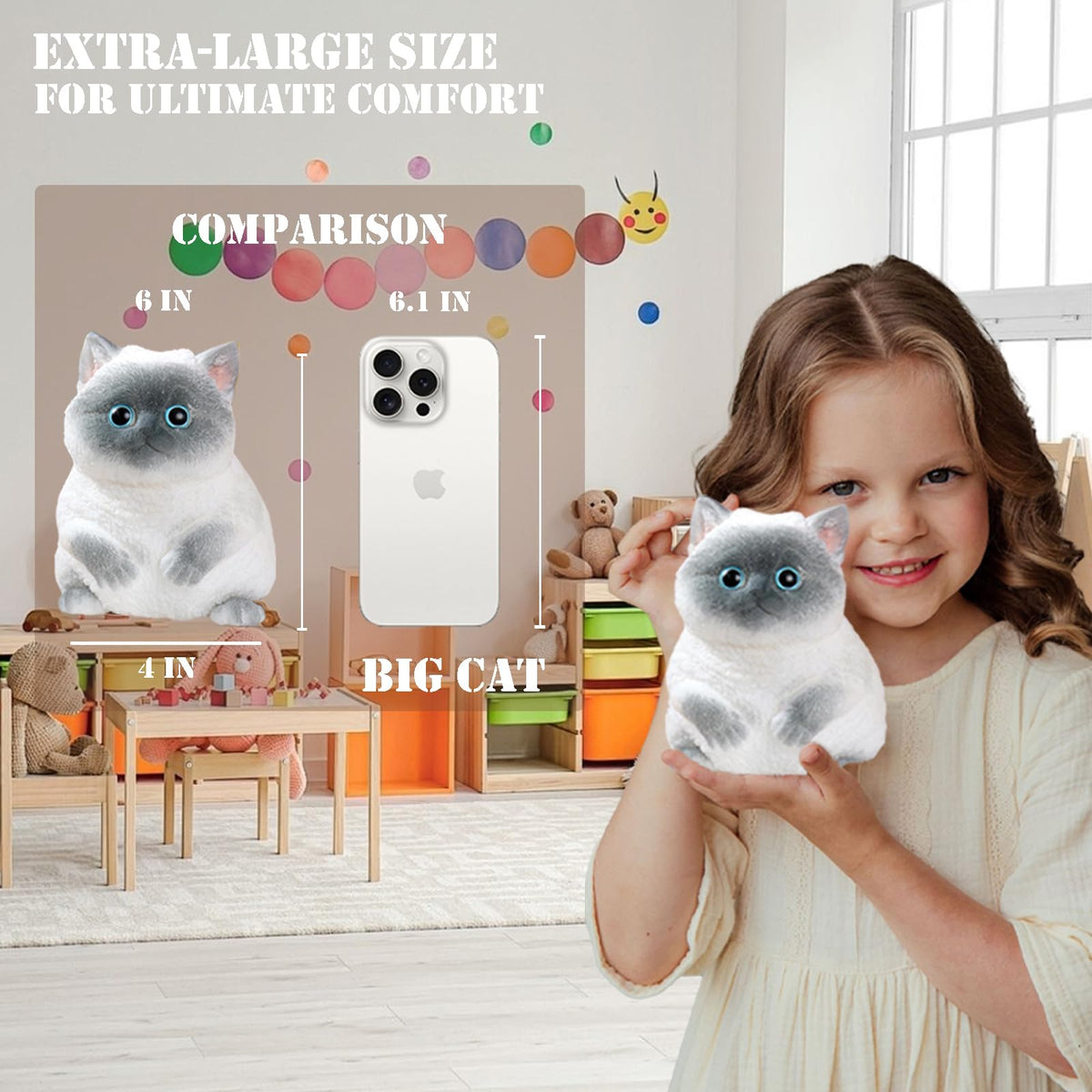 YJPPDD Big Taba Squishy Cat soft TPR material, durable and easy to clean.