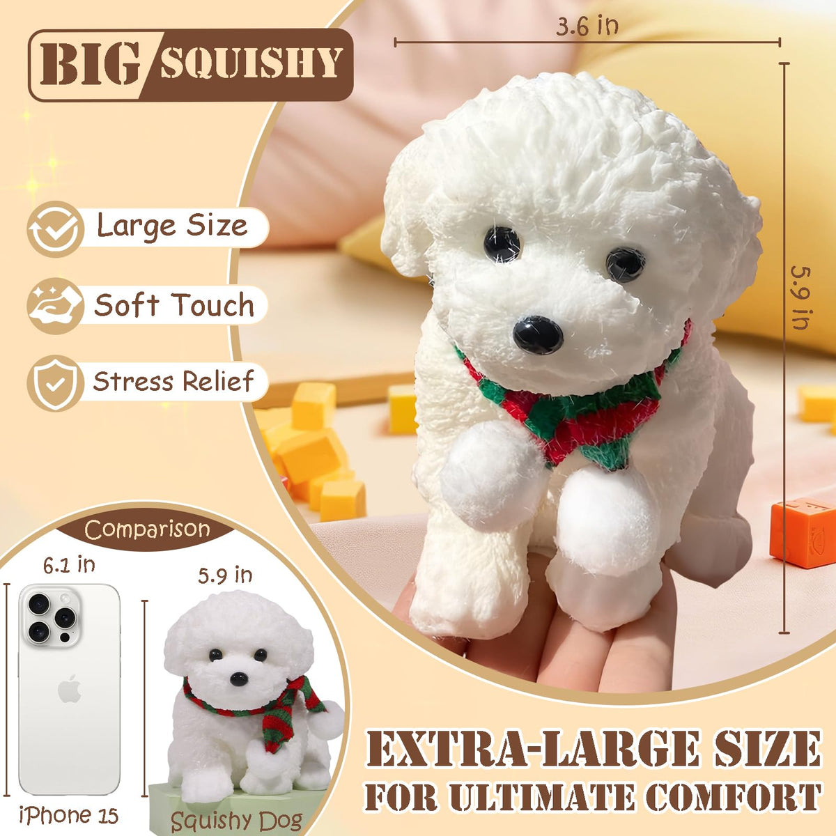 YJPPDD Big Taba dog squishy closeup face emphasizes cute, comforting design