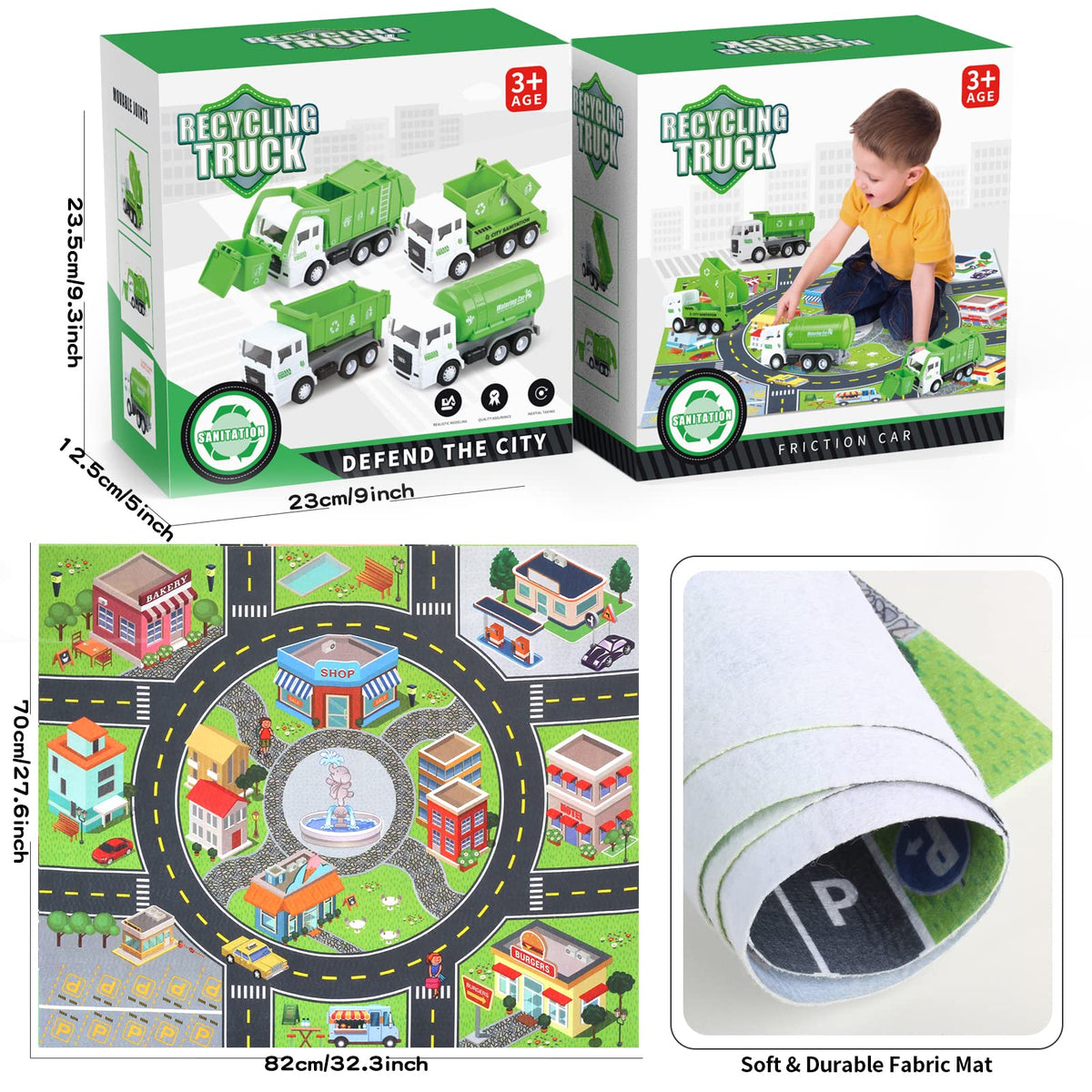 YLDoymx four-color trash bins introduce sorting concepts during play.
