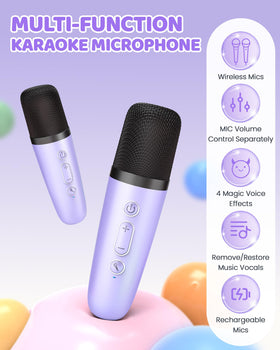 YLL karaoke machine handy for classroom or car sing-alongs.