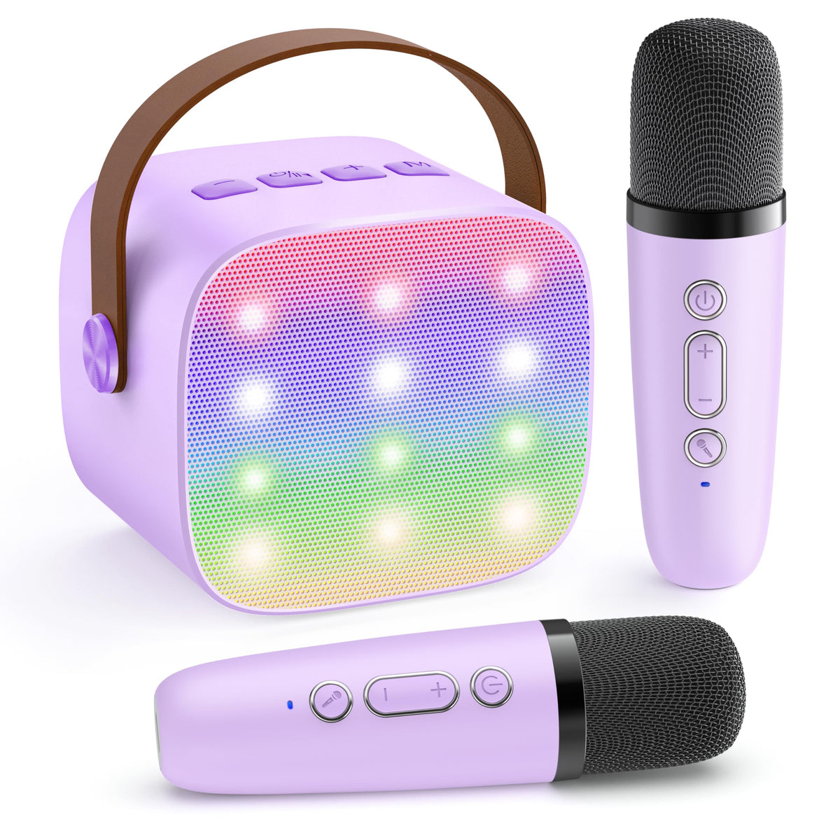 YLL karaoke machine front view in purple for kids' home sing-alongs