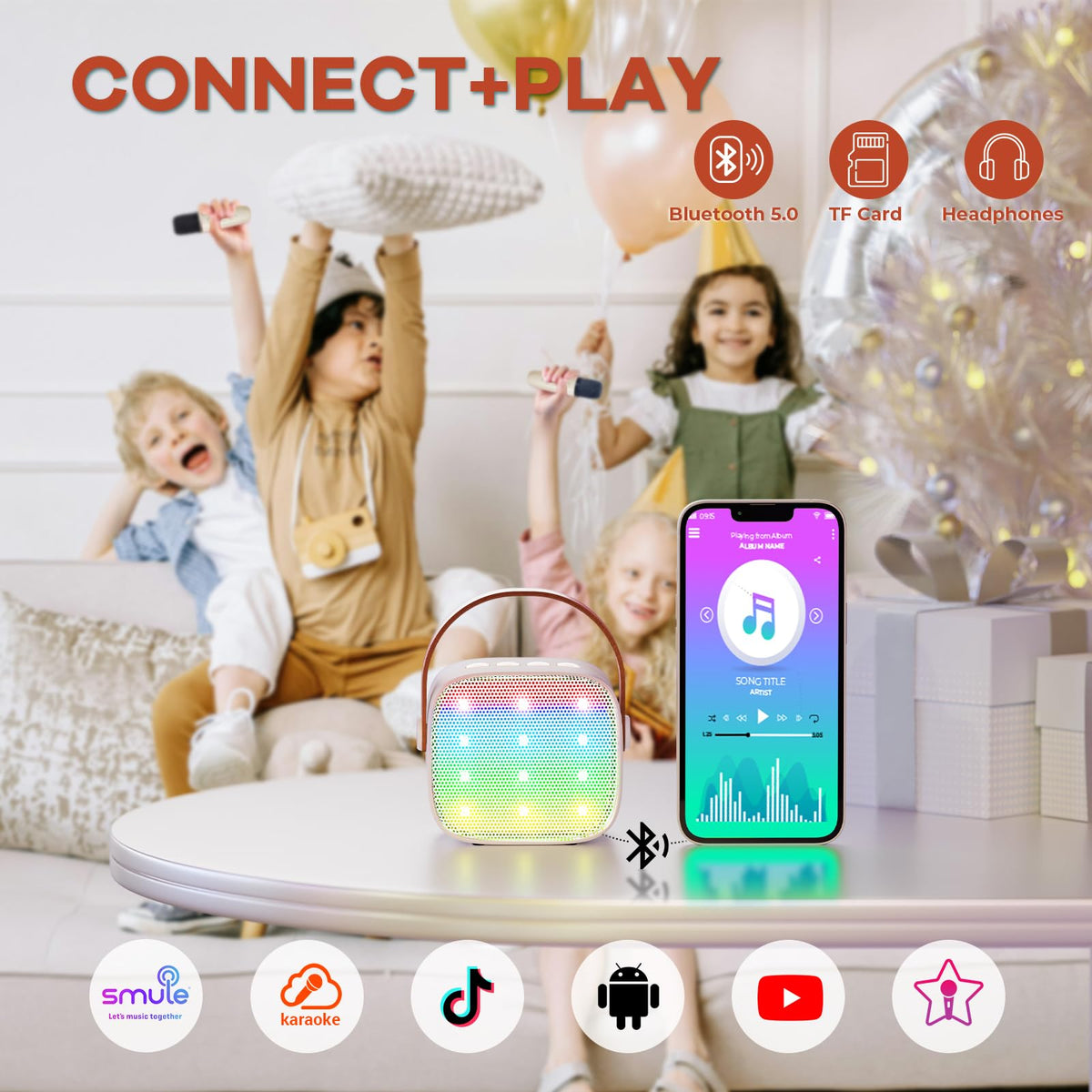 YLL karaoke machine LED lights pulsing with rhythm