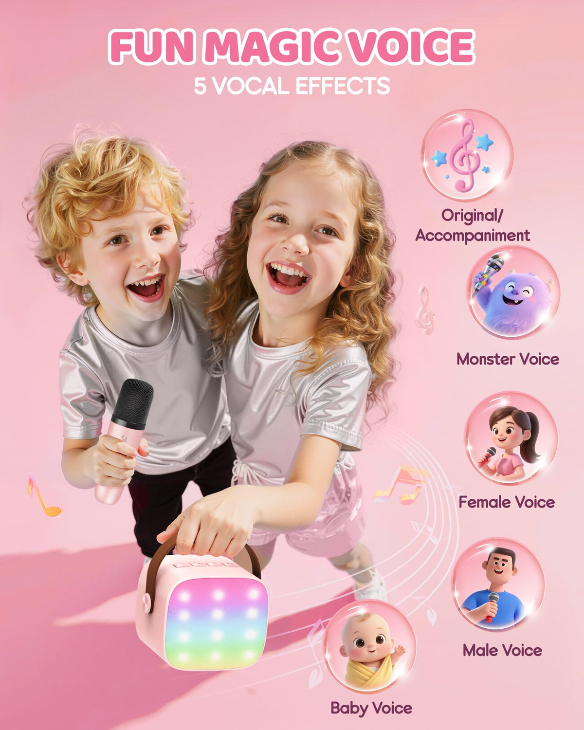 Kids singing in action with YLL mini karaoke