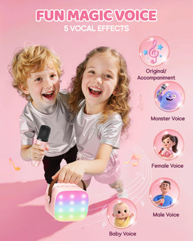Kids singing in action with YLL mini karaoke