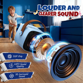 YLL karaoke blue model fits in a backpack for on the go singing