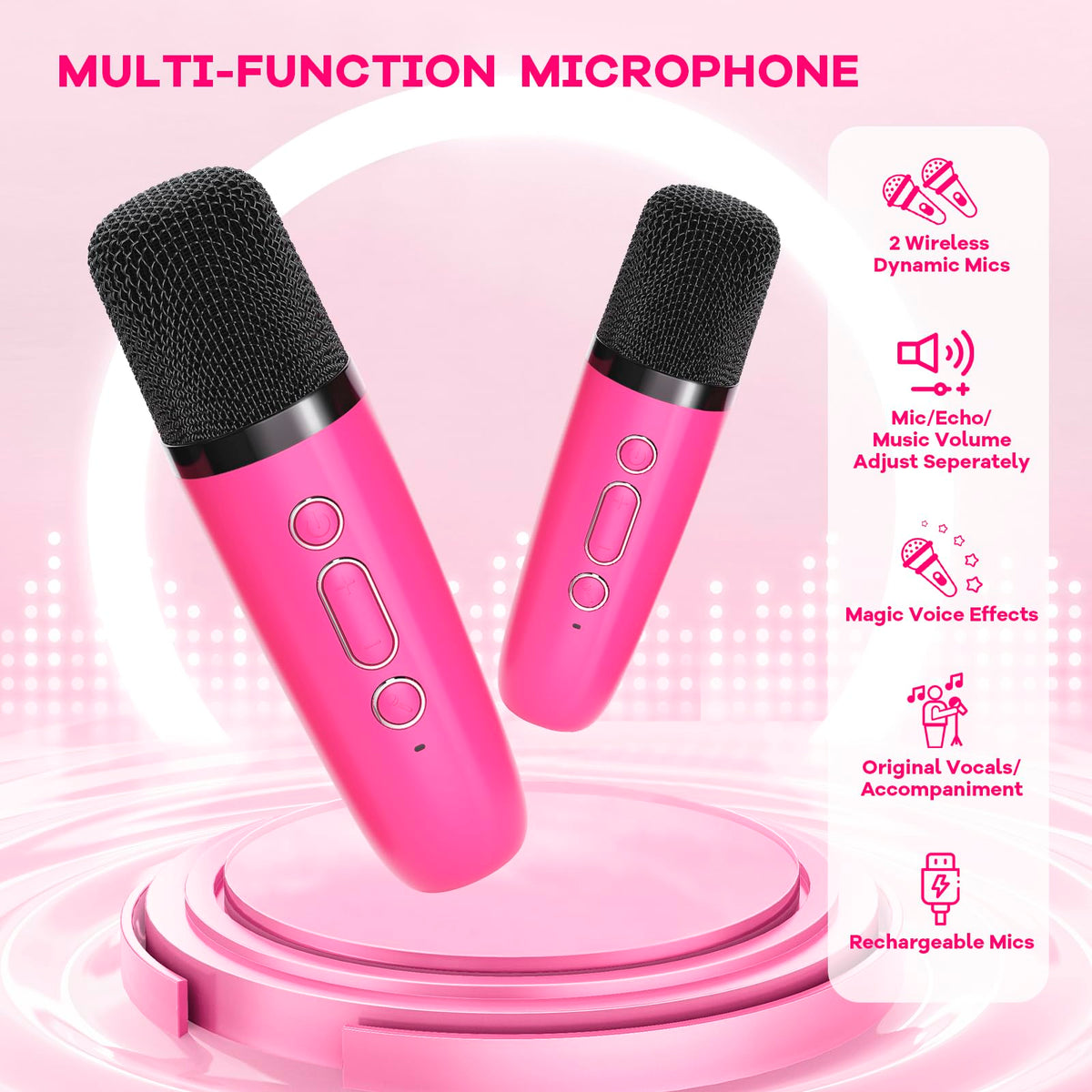 YLL Mini Karaoke Hotpink Bluetooth connection screen shows quick pairing and stable playback