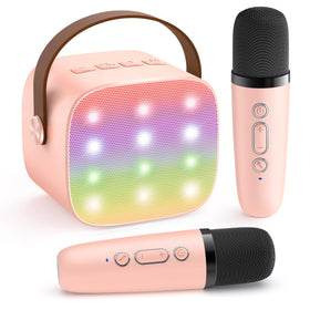 YLL mini karaoke machine front view highlights compact design for easy storage.