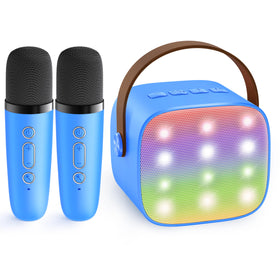 YLL mini karaoke machine in royal blue, front view, ready for home singing fun.