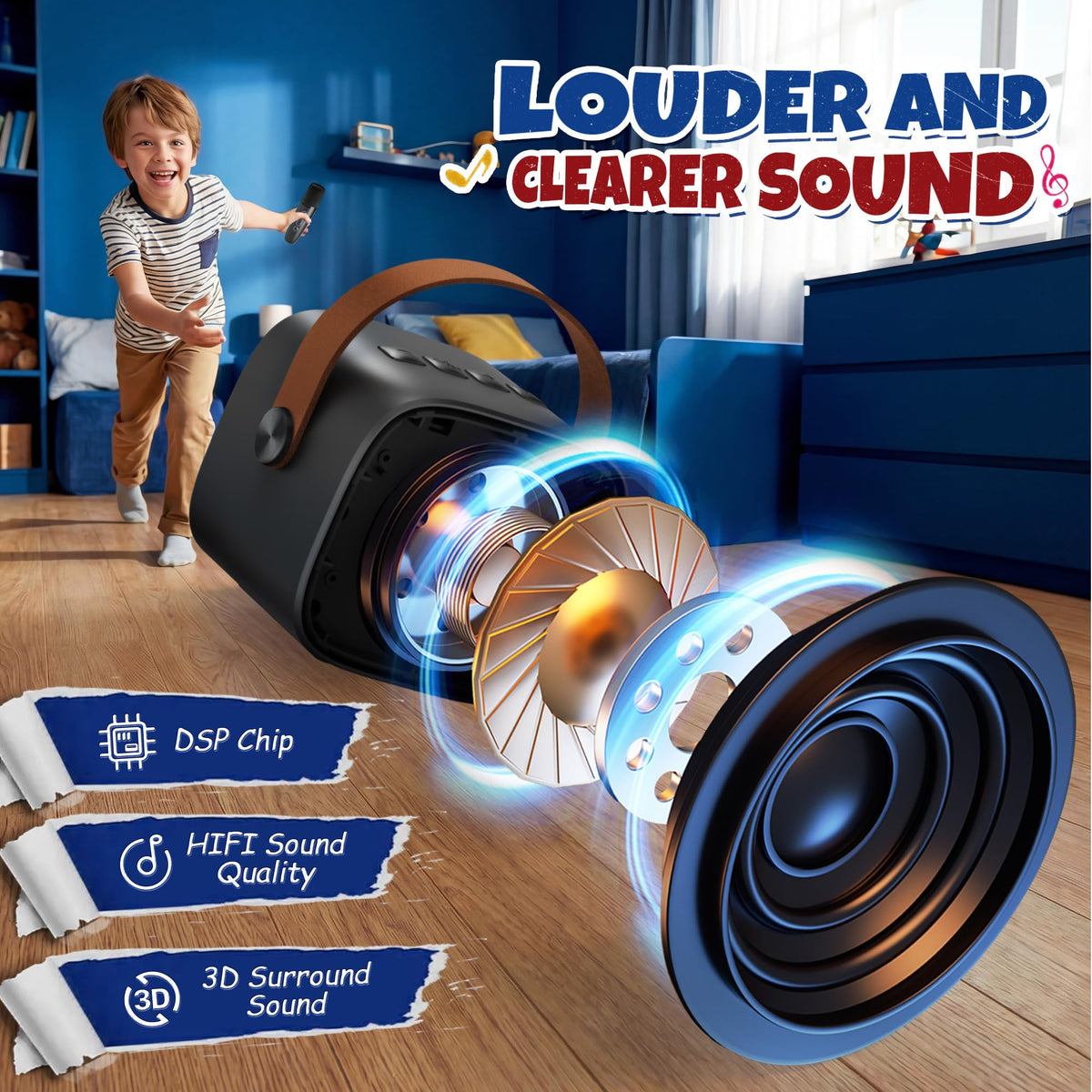 Two wireless microphones included for dynamic duets and kid-friendly performances.