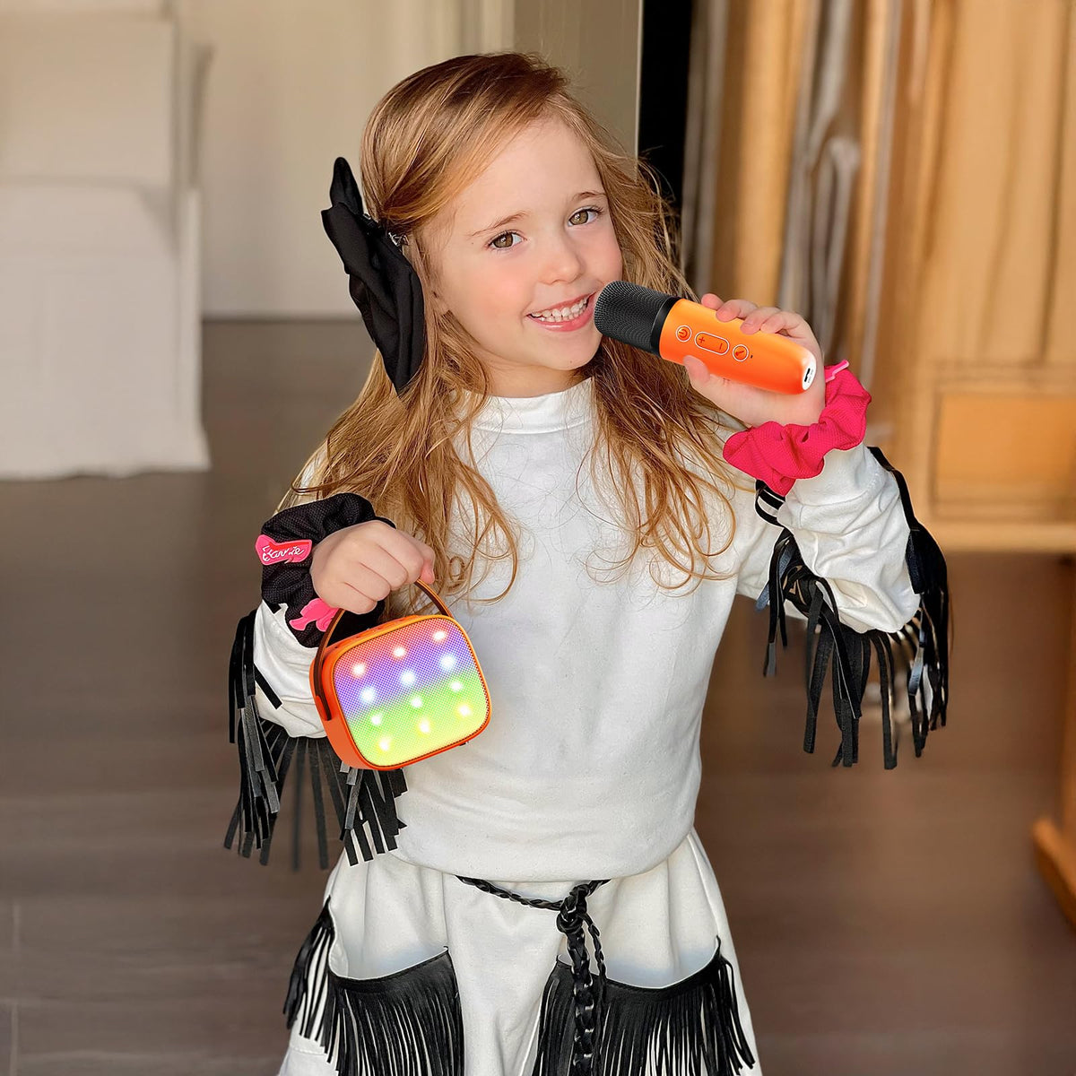YLL mini karaoke orange portable design with long-lasting battery life