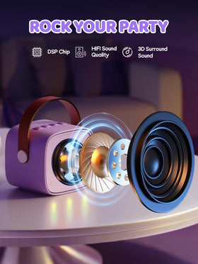 YLL wireless microphones in purple, four-pack ready for group singing.