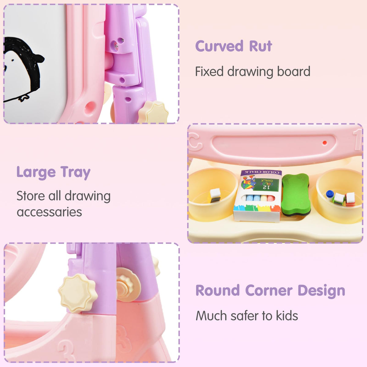 Ylovetoys Adjustable-height easel suits growing kids
