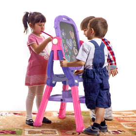 Ylovetoys easel 360° rotation enables shared play and versatile setups.