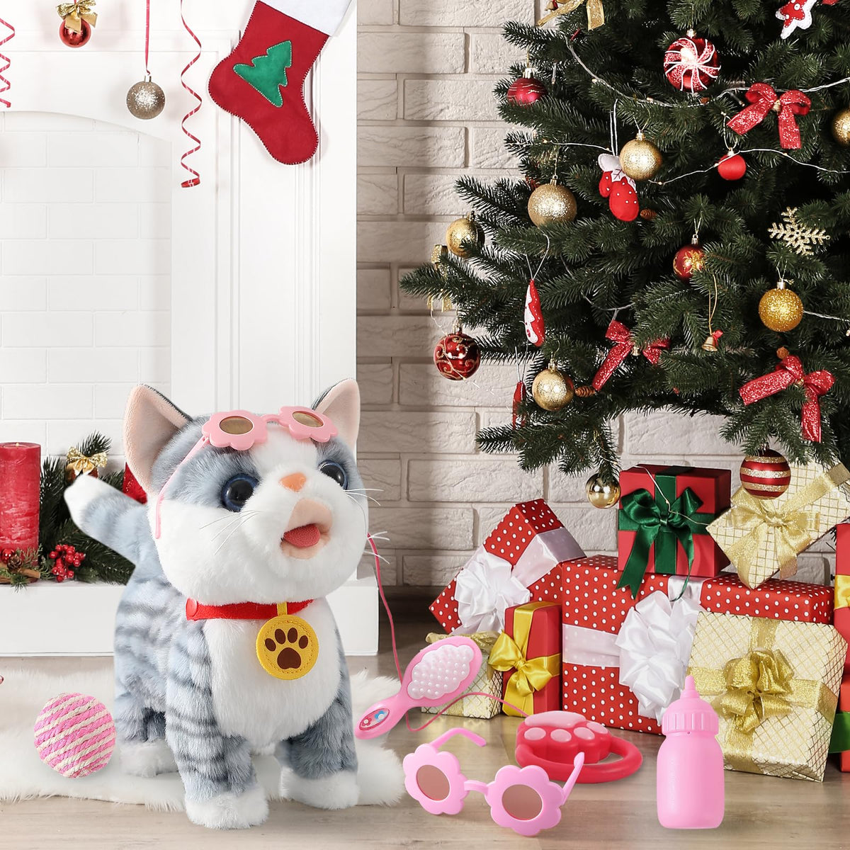 Ylpaprm gray walking cat toy accessories box included.
