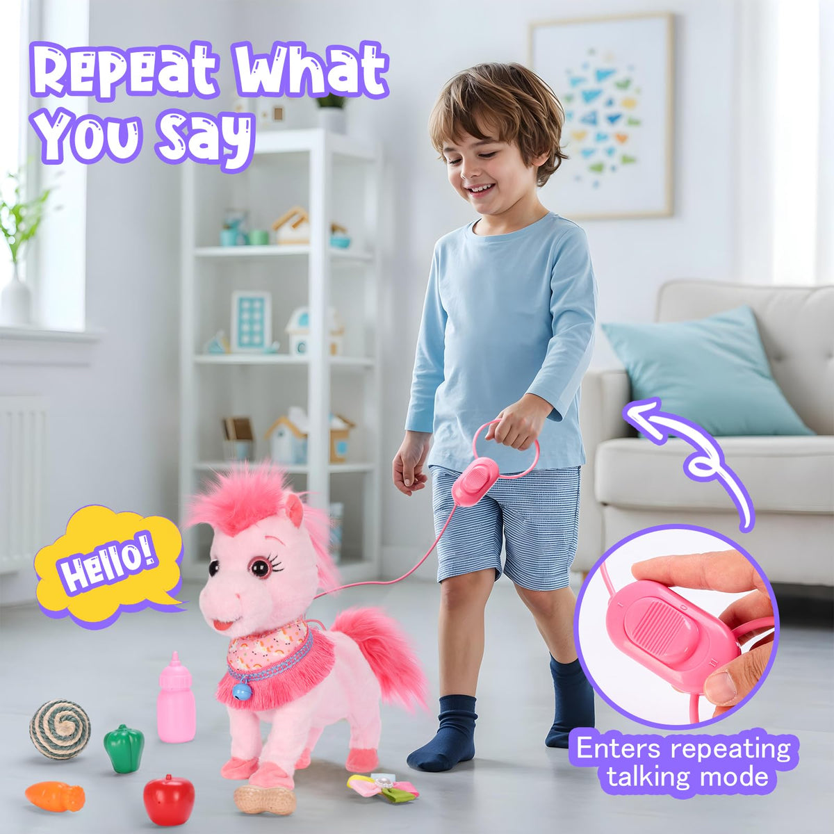 Ylpaprm milk bottle and veggie set supports nurturing role-play feeding