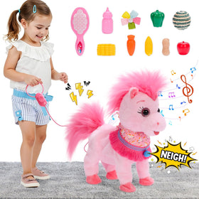 Ylpaprm pink walking pony set for imaginative home play
