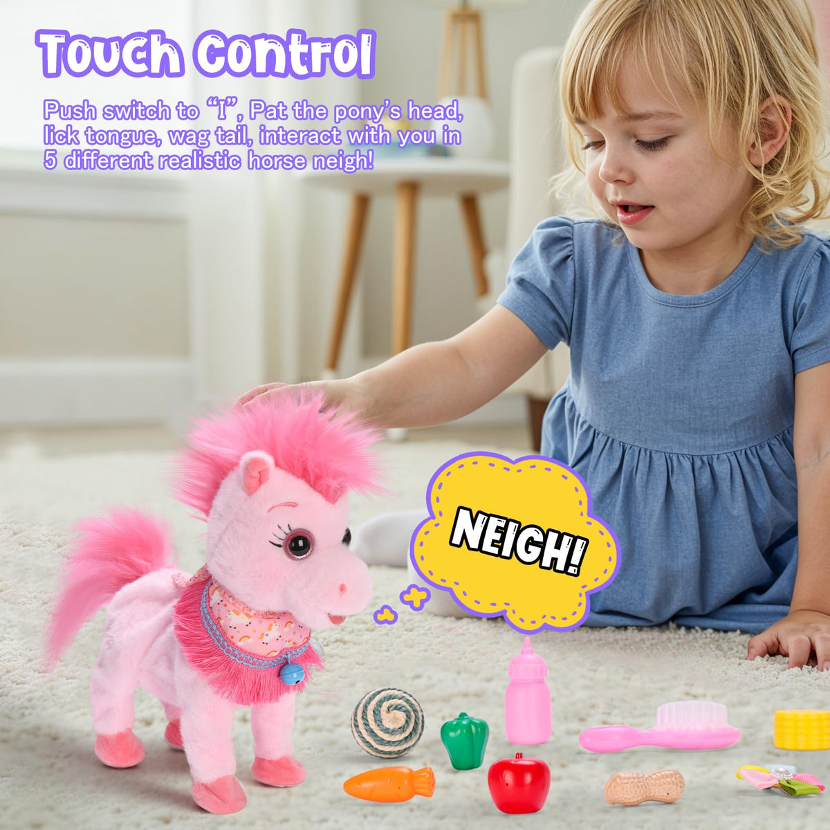 Ylpaprm remote-control pony lets kids steer movement with easy control