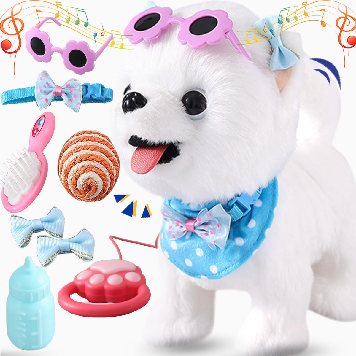 Ylpaprm samoyed walking dog toy in action for imaginative play.