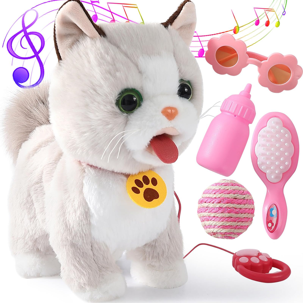 Ylpaprm Walking Cat Set boxed with accessories for imaginative pretend play.