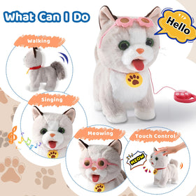 Ylpaprm Walking Cat Set child engaging in playtime to boost storytelling.