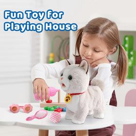 Ylpaprm Walking Cat Set soft plush material offers gentle touch for kids.