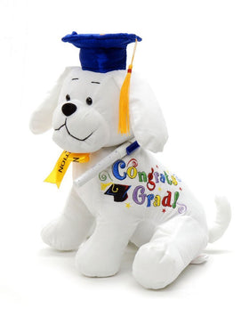 YMCtoys Graduation Autograph Dog front view, a cuddly keepsake for celebrating a graduate.
