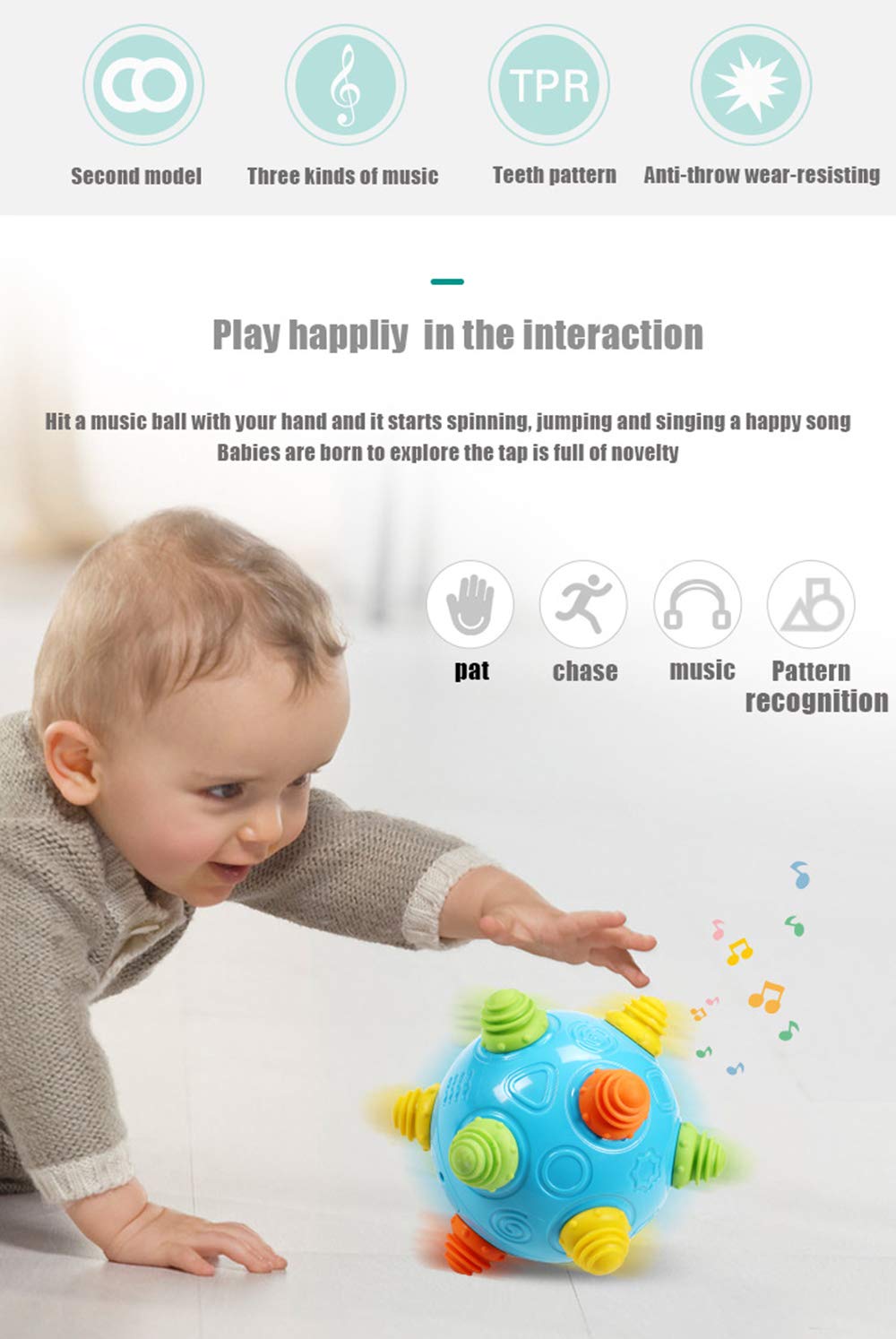 YMDLY Toys Self-rolling ball promotes crawling and walking exploration with lively music.