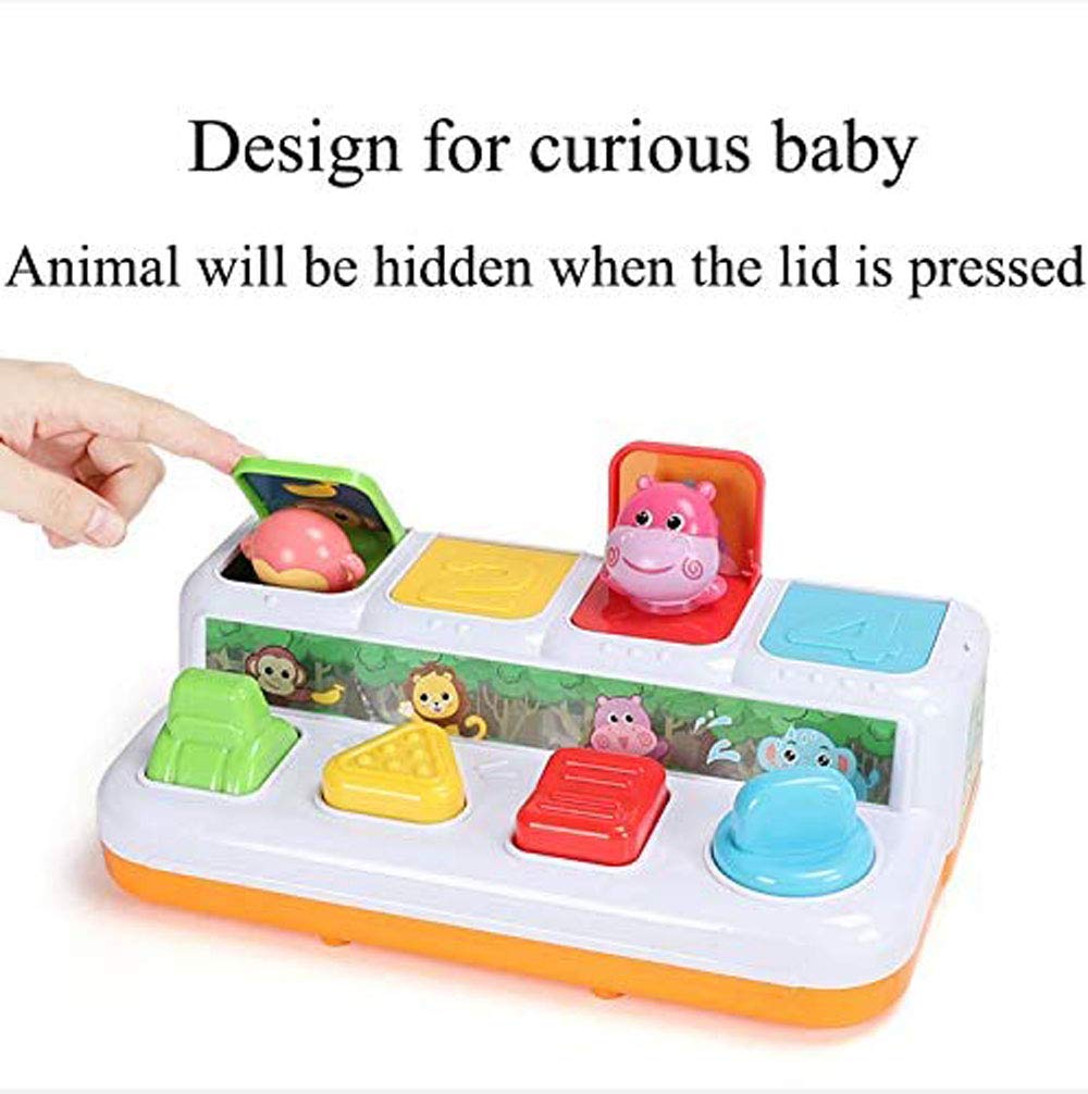 YMDLY Toys Animal Park hippo pop-up promotes fine motor practice during play.