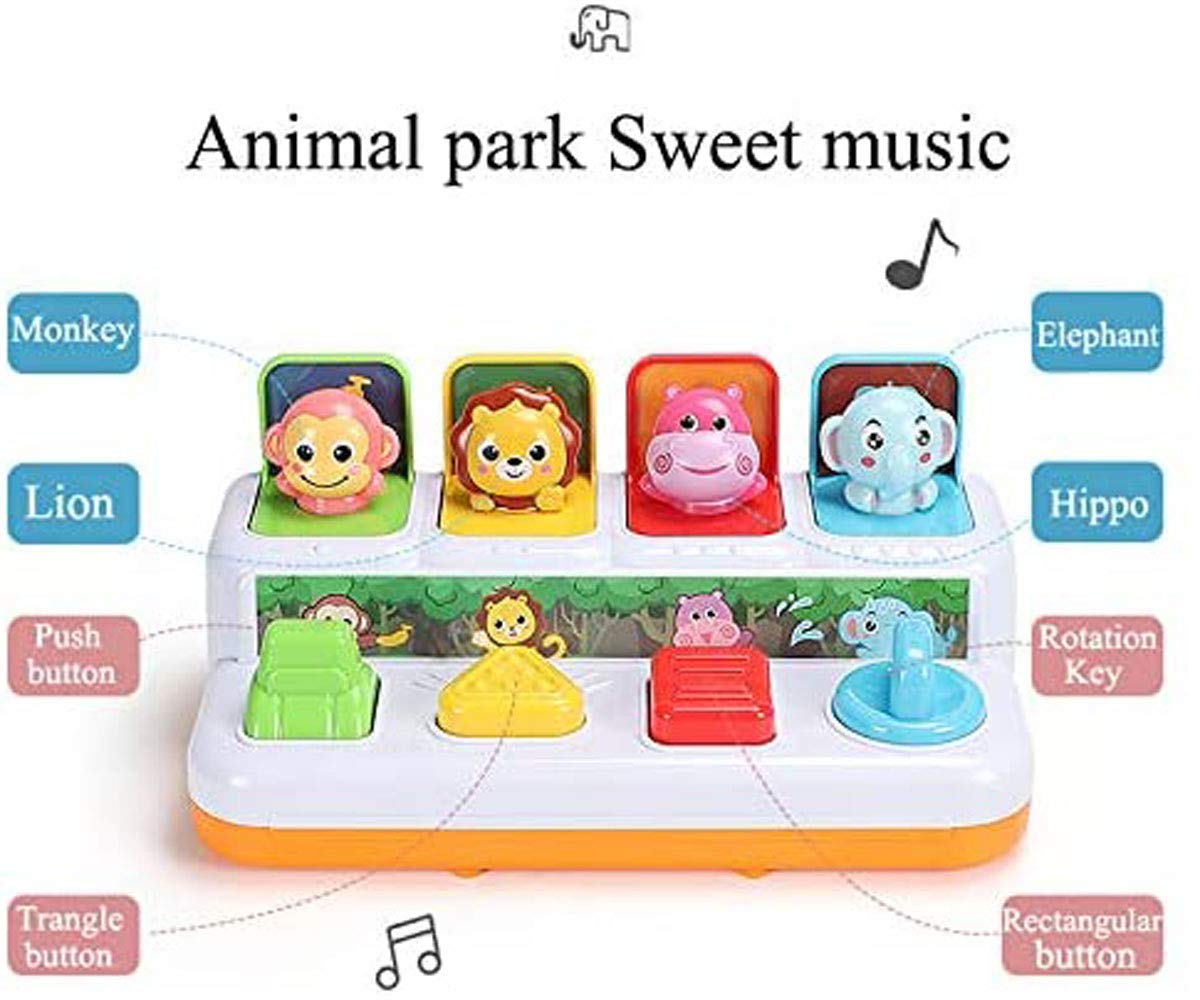 YMDLY Toys Animal Park lion pop-up enhances grip and engages early play with tunes.