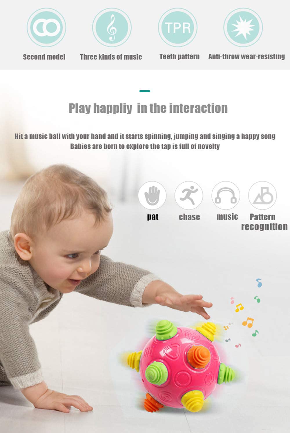 YMDLY Toys dancing ball in motion invites chasing and crawling exploration