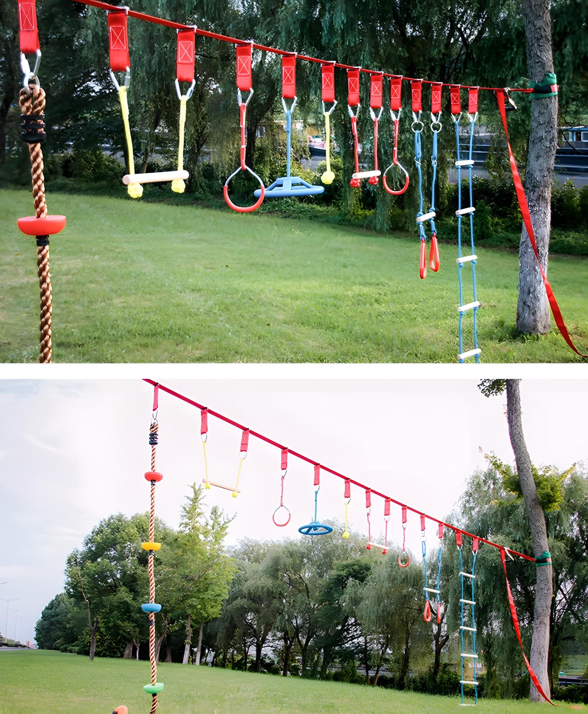 Ymeibe Ninja Rings suitable for indoor or outdoor play spaces.