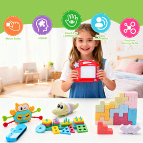 YMLGMAY 8-in-1 drawing board encourages scribbling and early writing exploration.