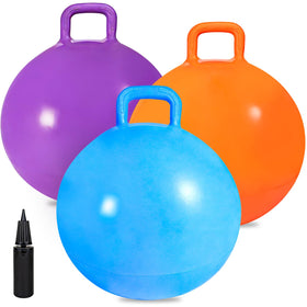 Ynanimery 22-inch bouncing ball with purple handle enhances balance during play