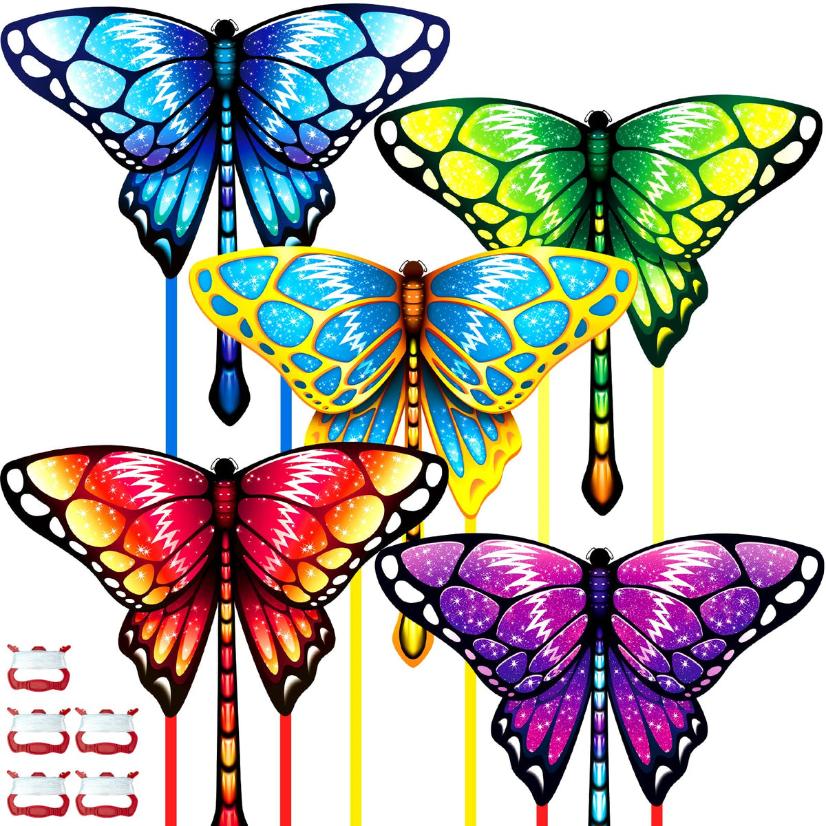Ynanimery 5-pack butterfly kites ready for family outdoor fun.