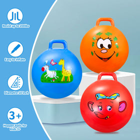 Ynanimery kids jumping and balancing with the interactive ride-on ball.