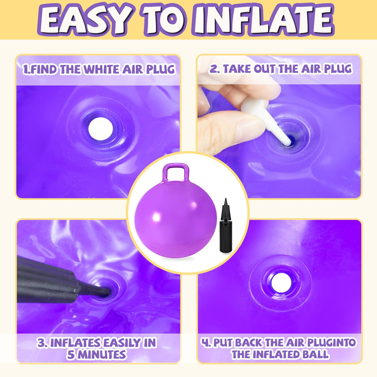 Ynanimery bouncing ball used in balance challenges and party games